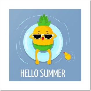 Hello Summer Pineapple Posters and Art